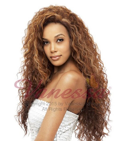VANESSA HONEY-4 BRAZILIAN HUMAN HAIR BLEND LACE FRONT WIG MOGANY side