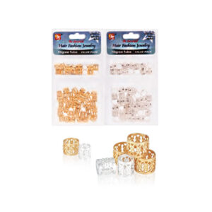 Beauty Town Hair Bead Filigree Tube Value Pack - Gold