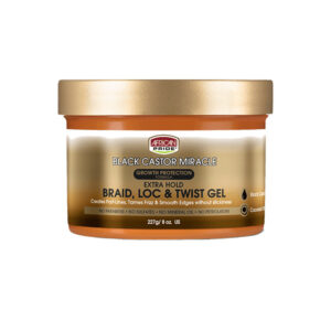 AFRICAN PRIDE BLACK CASTOR MIRACLE BRAID EXTRA HOLD BRAID, LOC, & TWIST GEL 8oz