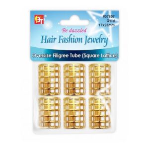 BEAUTY TOWN OVERSIZE FILIGREE TUBE - SQUARE LATTICE (GOLD)