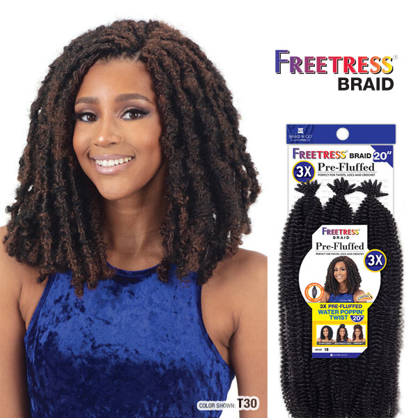 Freetress Synthetic Pre Looped Crochet Braid 3X GORGEOUS TWIST 18 (1B Off  Black) 