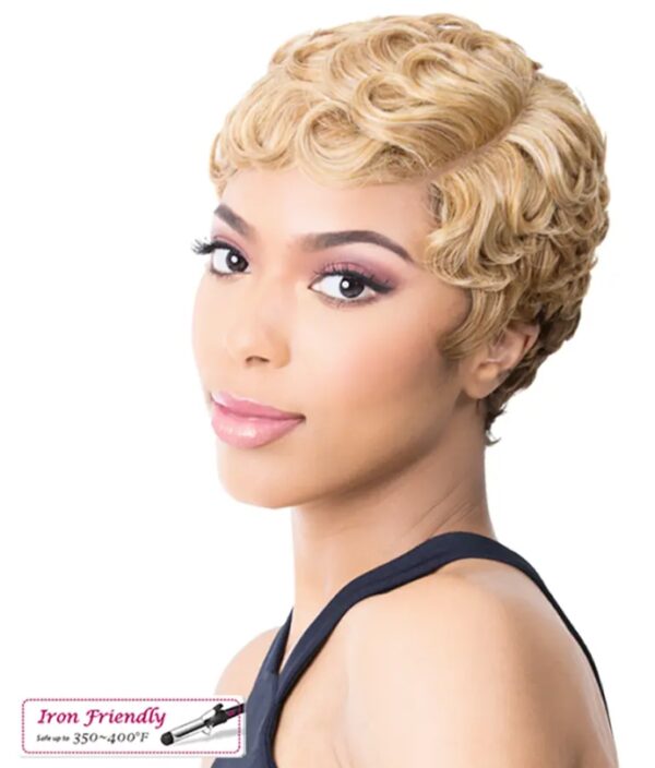 it’s a wig! PREMIUM SYNTHETIC FIBER FULL WIG - Pin Curl 202 - Image 3