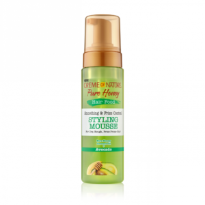 CREME OF NATURE PURE HONEY HAIR FOOD SMOOTHING & FRIZZ CONTROL STYLING MOUSSE AVOCADO 7OZ