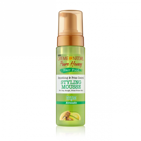 CREME OF NATURE PURE HONEY HAIR FOOD SMOOTHING & FRIZZ CONTROL STYLING MOUSSE AVOCADO 7OZ