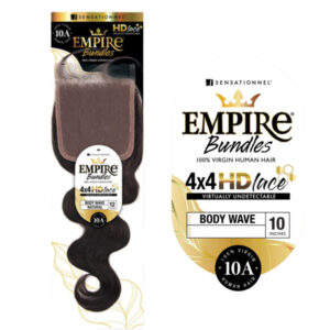 sensationnel EMPIRE BUNDLES 4×4 HD CLOSURE BODY WAVE 12"