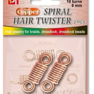 BEAUTY TOWN SPIRAL HAIR TWISTER 2PCS - PURE COPPER (10 turns)