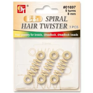 BEAUTY TOWN SPIRAL HAIR TWISTER 3PCS - METALLIC GOLD (5 turns)