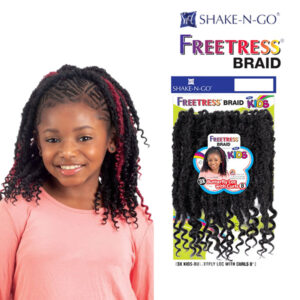 Shake-N-Go Freetress Braid - 3X KIDS-BUTTERFLY LOC WITH CURLS 8"