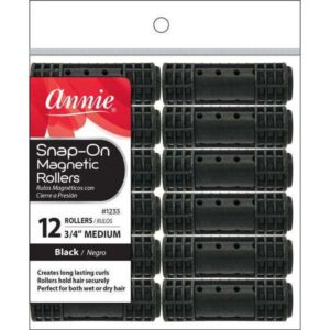 Annie Snap-On Magnetic Rollers Size M 12 #Black