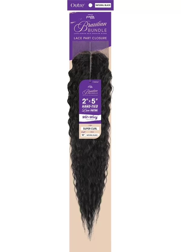 OUTRE PURPLE PACK BRAZILIAN BUNDLE CLOSURES 2X5 CLOSURE WET & WAVY SUPER CURL 18"