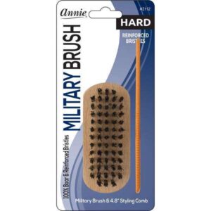 Annie Hard Mini Military Boar Bristle Brush With Comb 4.8In