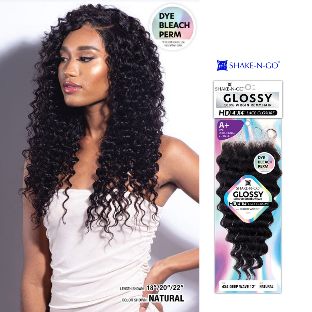 SHAKE-N-GO GLOSSY - 4X4 DEEP WAVE 12 LACE CLOSURE - Canada wide beauty  supply online store for wigs, braids, weaves, extensions, cosmetics, beauty  applinaces, and beauty cares