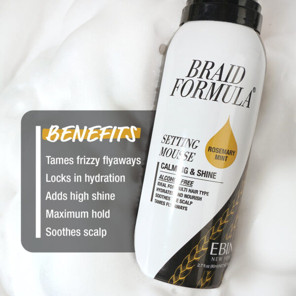 EBIN NEW YORK BRAID FORMULA SETTING MOUSSE 2.7OZ - SMOOTHING & SHINE (OLIVE OIL) - Image 4