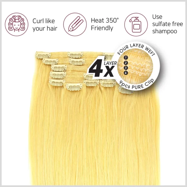 Hair Couture 9pcs PureClip Cream 16" - Image 3