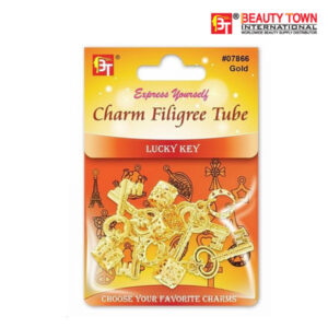 BEAUTY TOWN CHARM FILIGREE TUBE GOLD 6PCS - LUCKY KEY