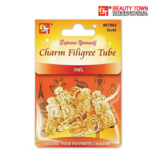BEAUTY TOWN CHARM FILIGREE TUBE GOLD 6PCS - OWL