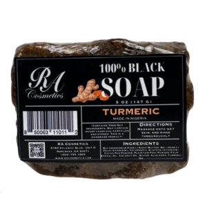 RA Cosmetics 100% BLACK SOAP - TURMERIC 5 OZ